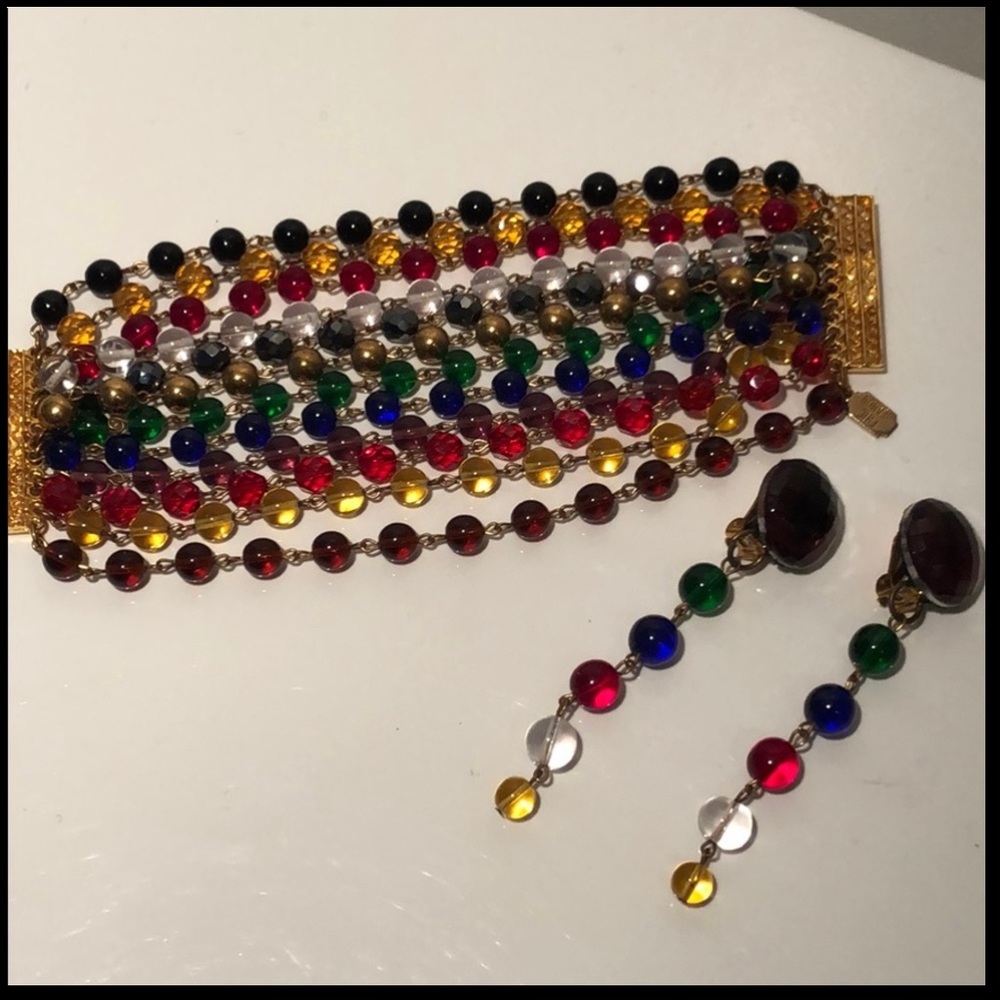 VINTAGE JEWEL BEADED BRACELET - Picture 5 of 7